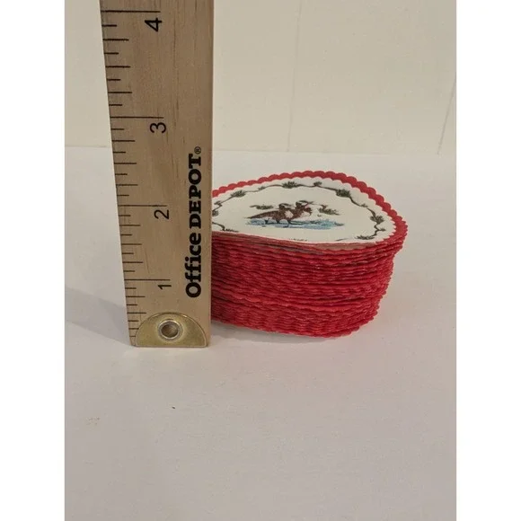 Vintage Christmas Geese Paper Coasters With Tin Potpourri Press Holiday 3.25" - Picture 6 of 15